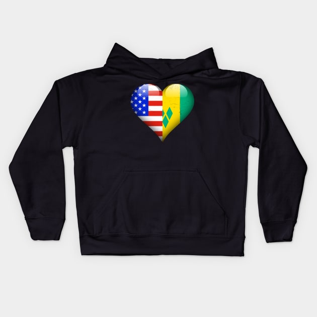 Half American Half Saint Vincentian - Gift for Saint Vincentian From St Vincent And The Grenadines Kids Hoodie by Country Flags